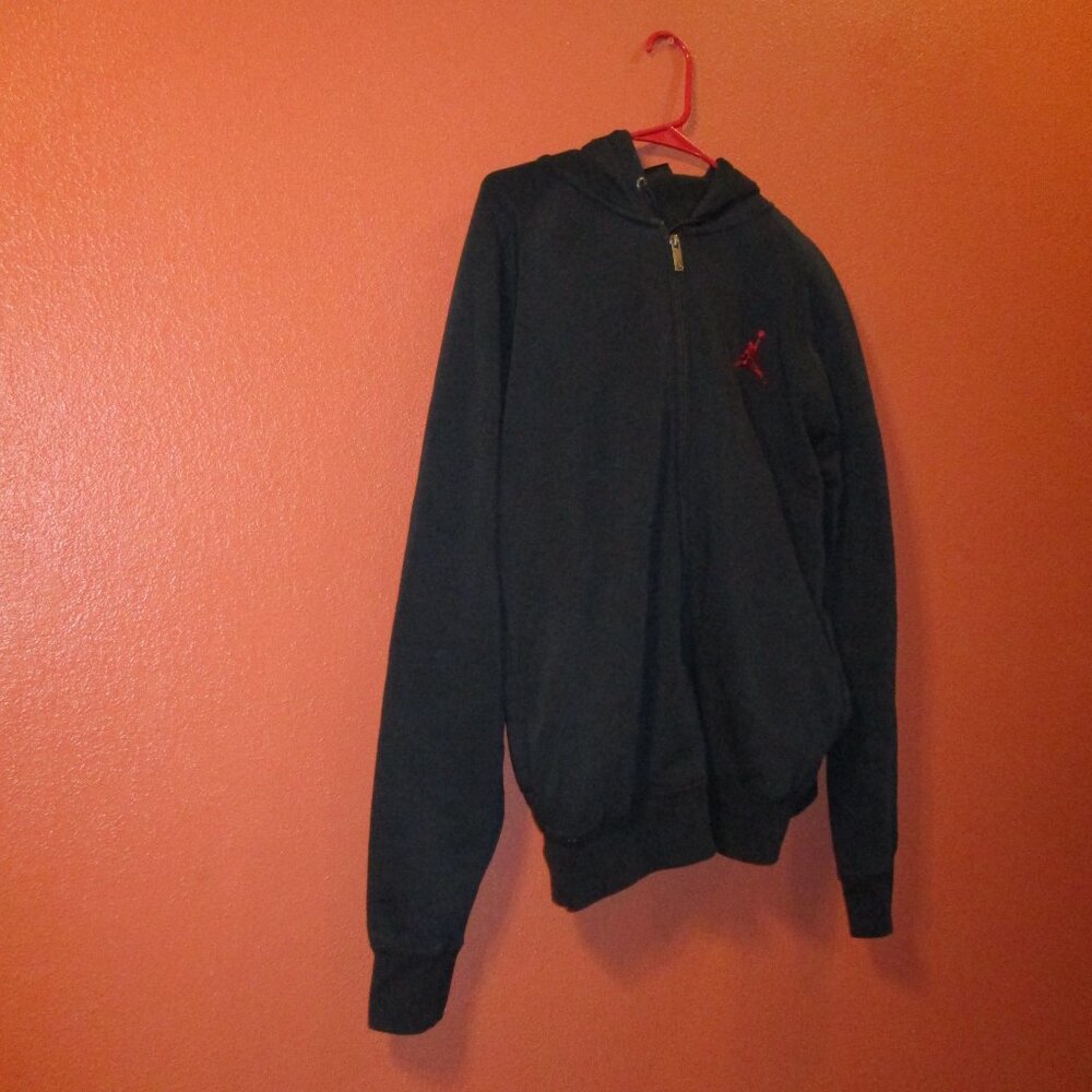Jordan Jacket Y2K Men X Large Black Red Full Zip Pockets Vintage Hooded Jacket - Picture 2 of 11